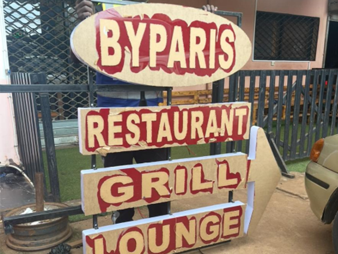 CONCEPTION ET REALISATION ENSEIGNE LUMINEUSE POUR LE RESTAURANT BYPARIS